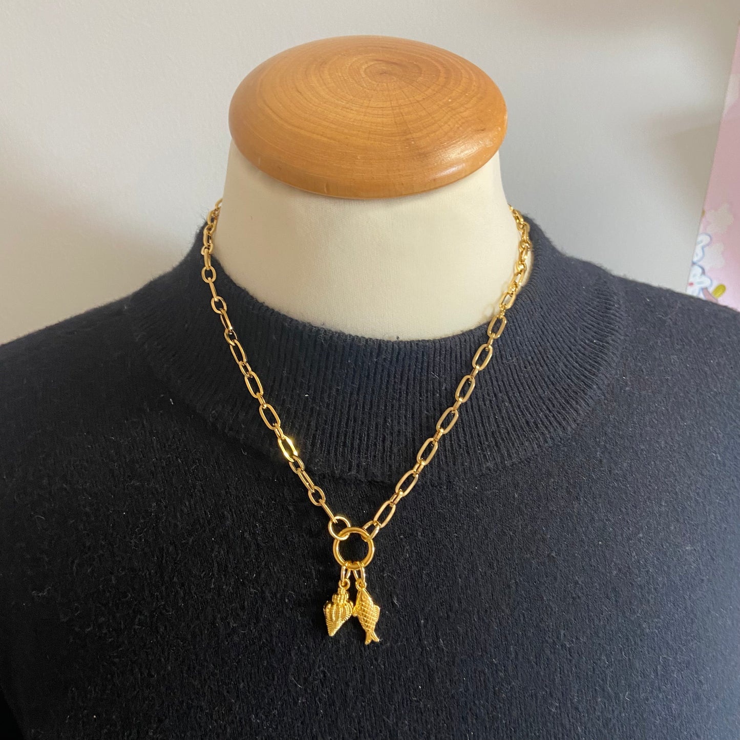 Ketting schelp en vis