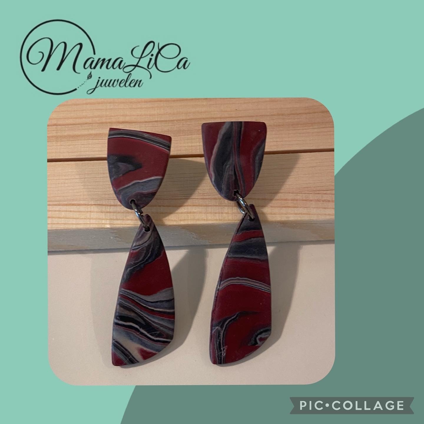 Oorbellen "Bordeaux-zwart 3"