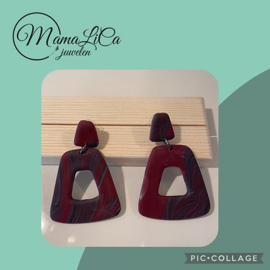 Oorbellen "Bordeaux-zwart 4"