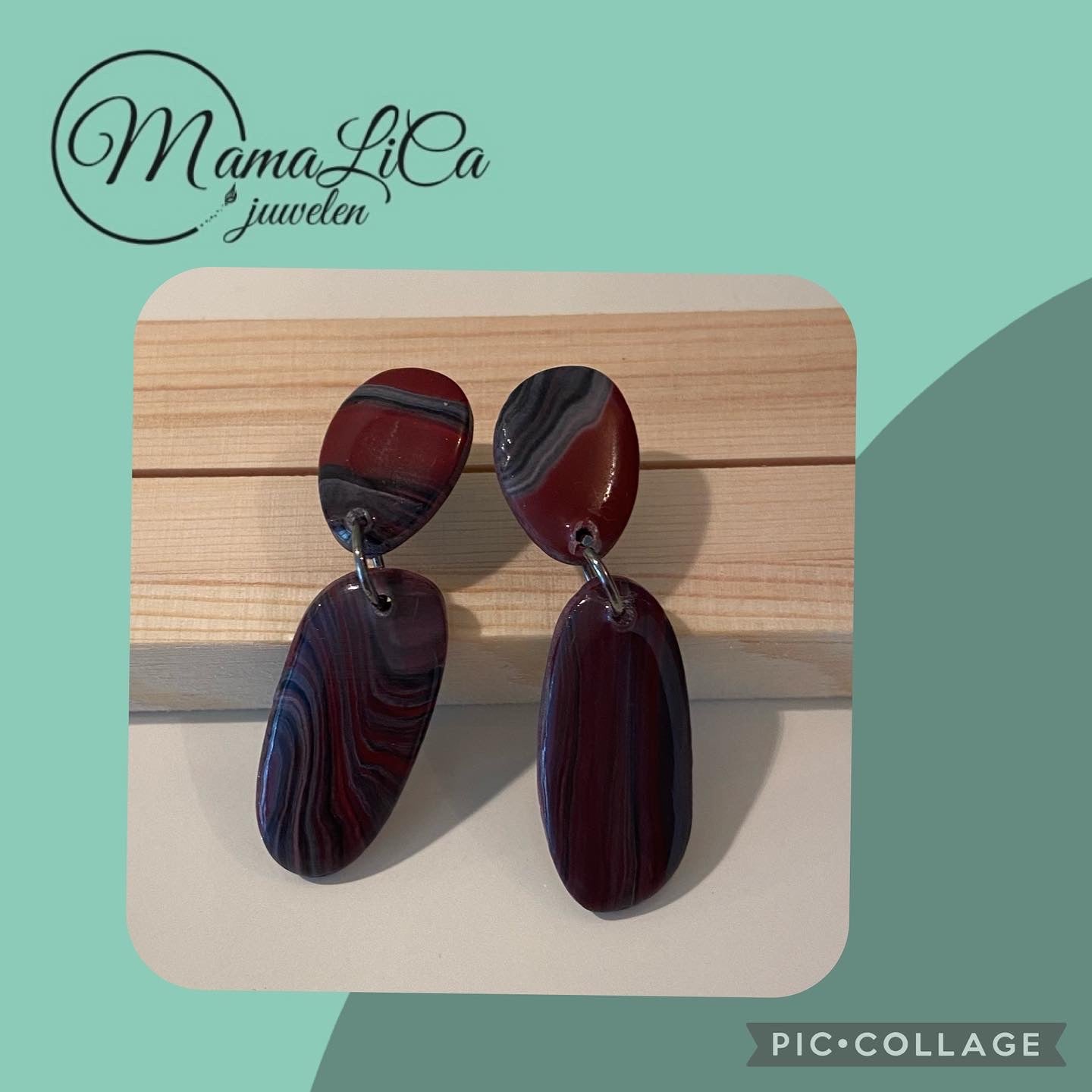 Oorbellen "Bordeaux-zwart 2"