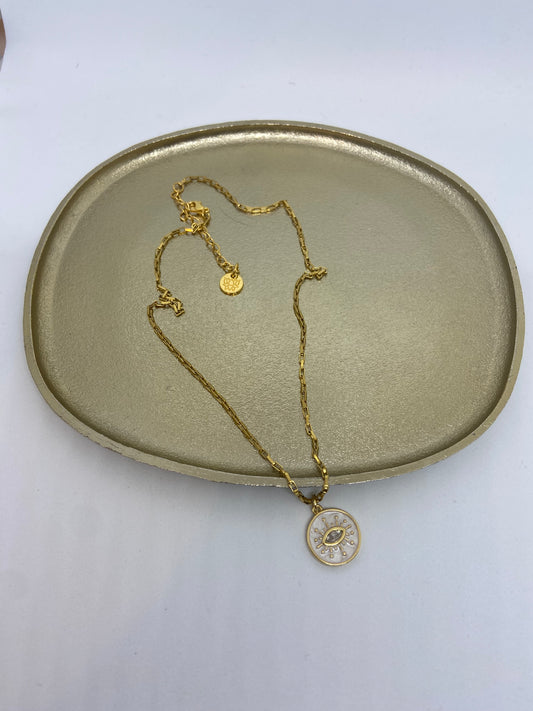 Ketting afziend oog (gold - white) -> nieuw product "zon"
