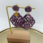 Oorbellen "Resin barok ruit purple"