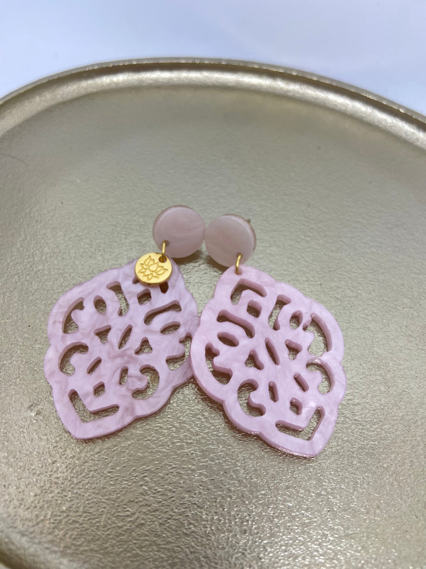 Oorbellen "Resin Barok Ruit Powder Pink"