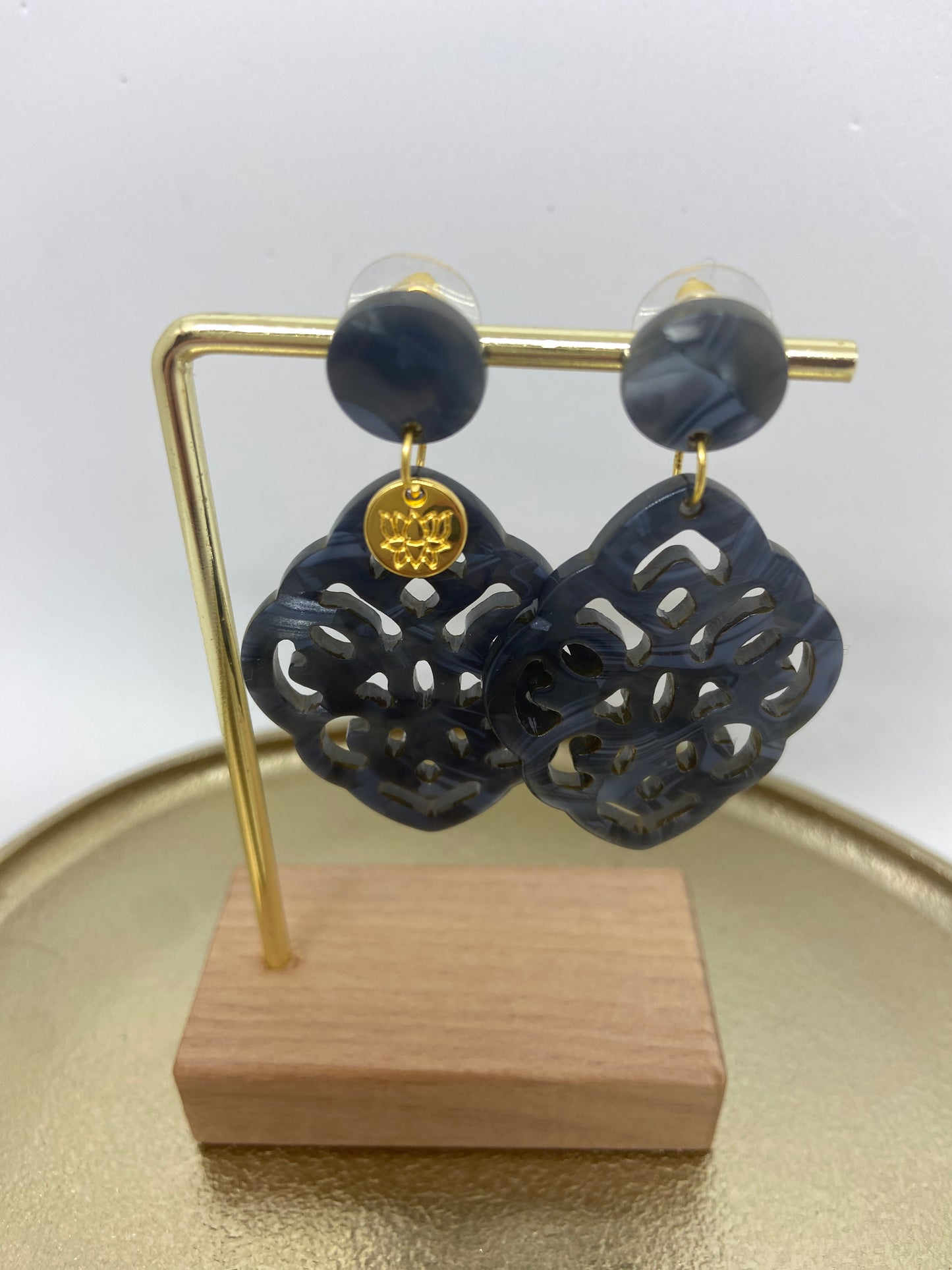 Oorbellen "Resin Barok Ruit Jeans Blue"