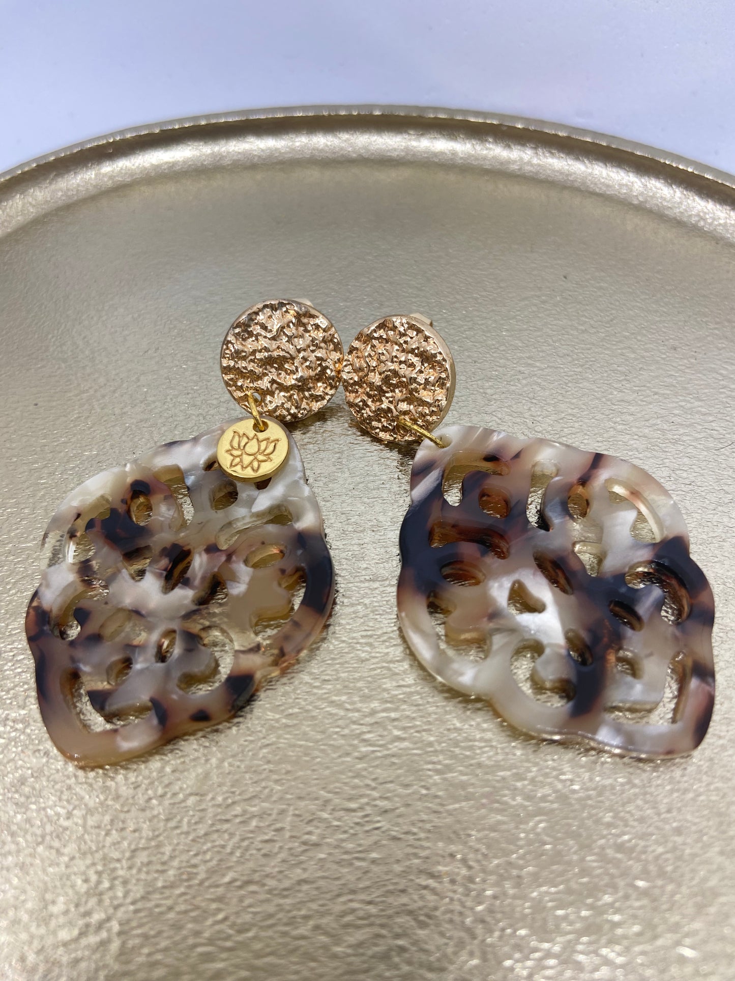 Oorbellen " Resin Barok Ruit Mixed Beige Brown"