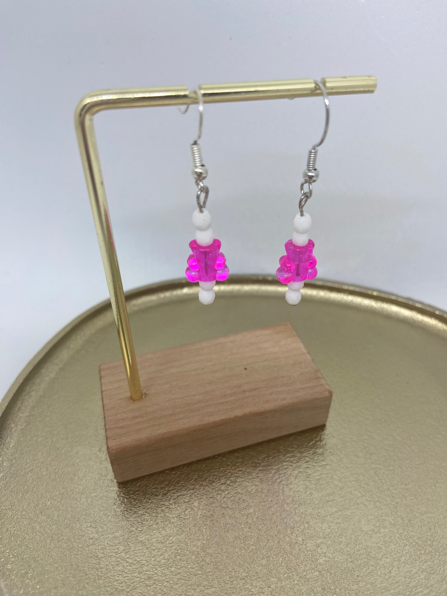 Oorbellen "beertje roze"