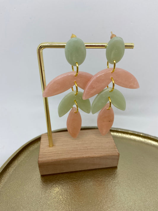 Oorbellen "Pastel Groen + Pastel Roze 2"