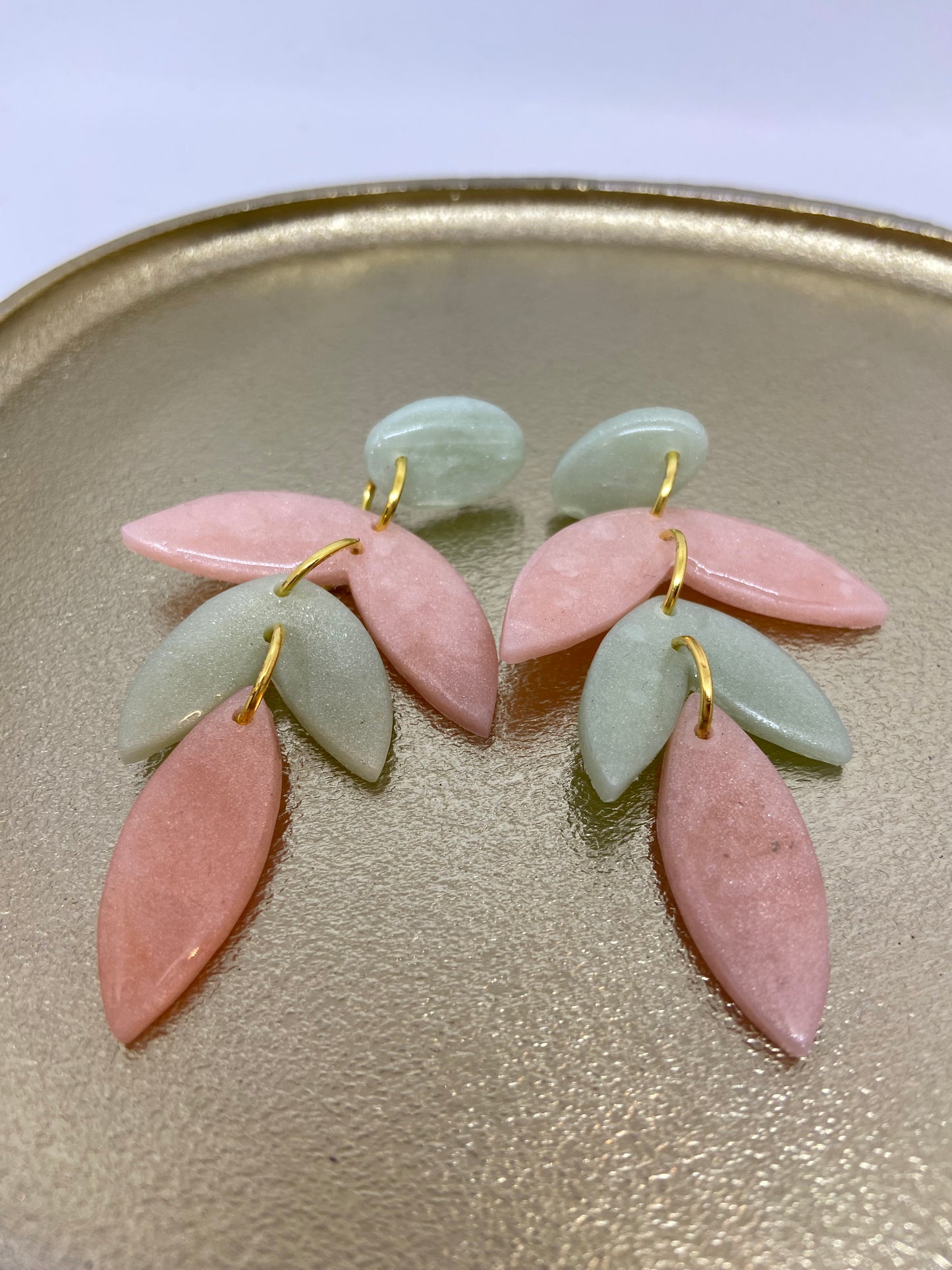 Oorbellen "Pastel Groen + Pastel Roze 2"