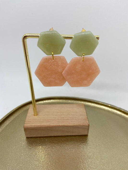 Oorbellen "Pastel Groen + Pastel roze"