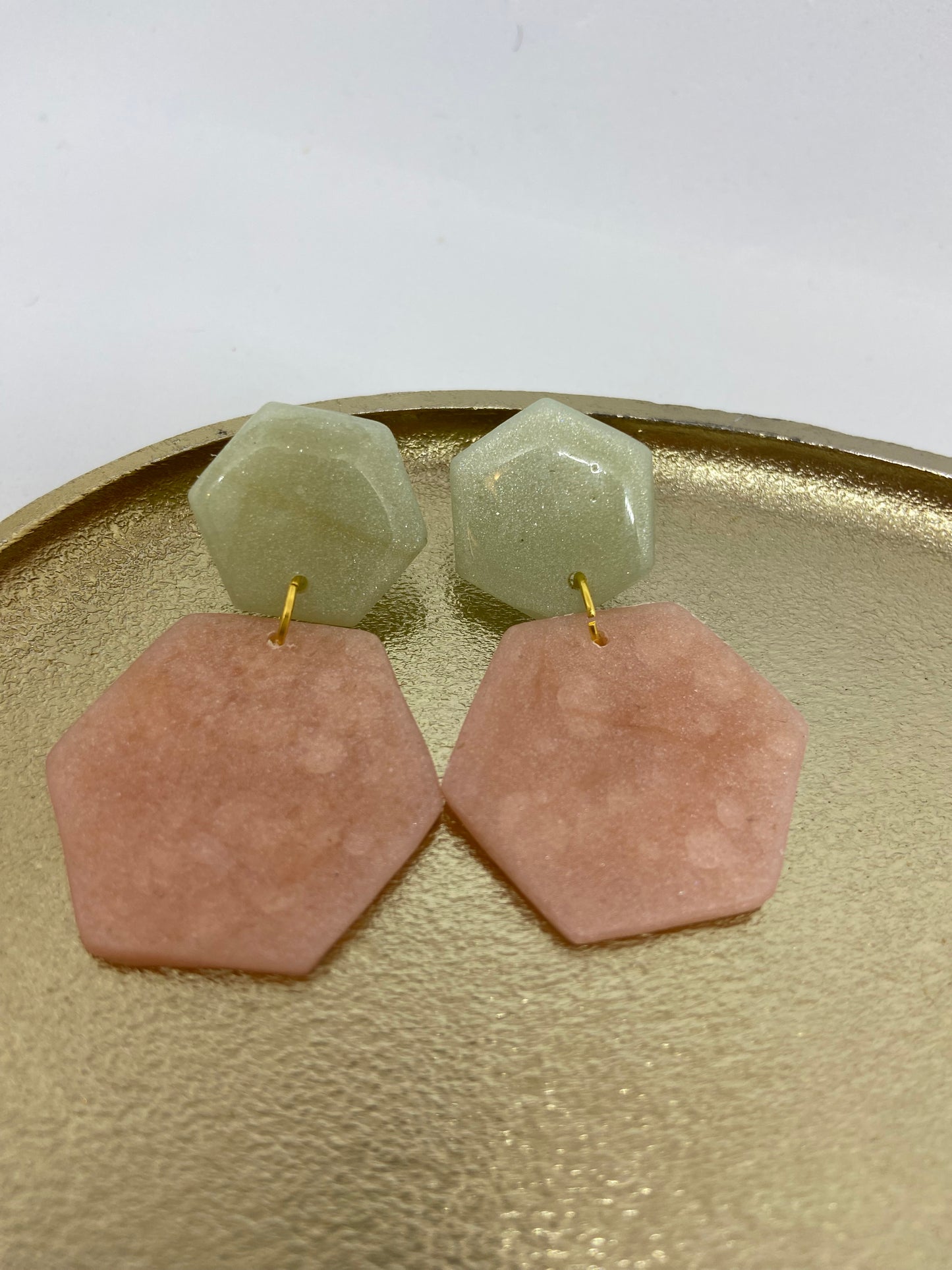 Oorbellen "Pastel Groen + Pastel roze"