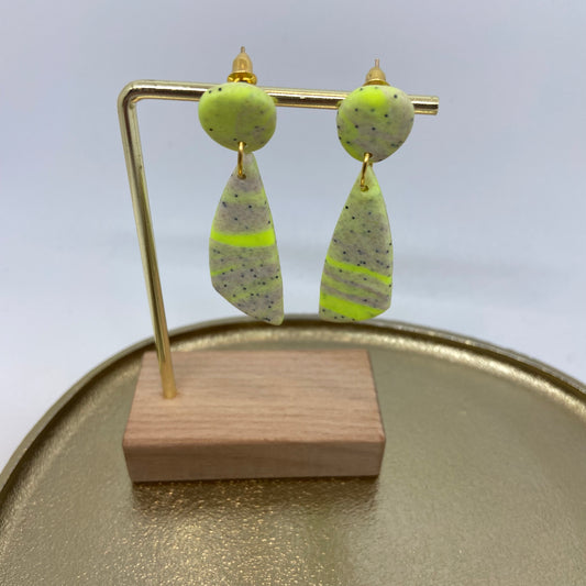Oorbellen "Fluo - geel / Beige 1"