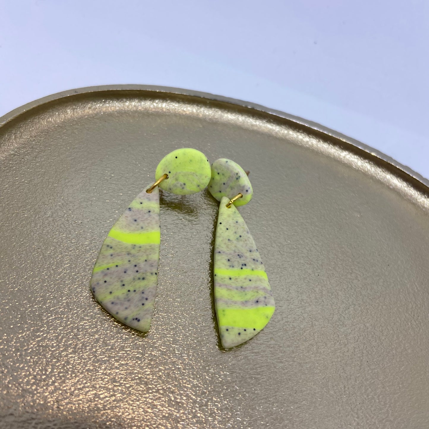 Oorbellen "Fluo - geel / Beige 1"