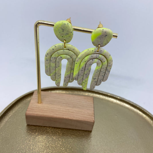 Oorbellen "Fluo - geel / Beige 2"