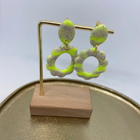 Oorbellen "Fluo - geel / Beige 3"