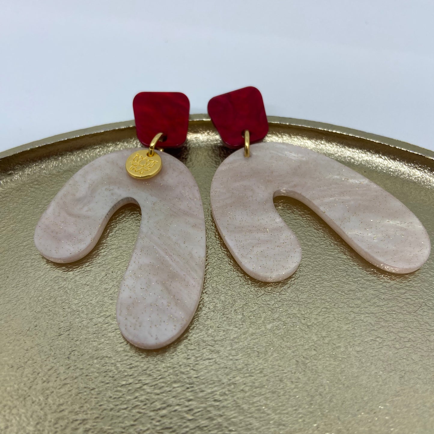 Oorbellen "Resin Organic Hortensia pink"