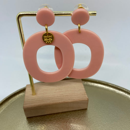 Oorbellen "Resin Ovaal Vintage pink"