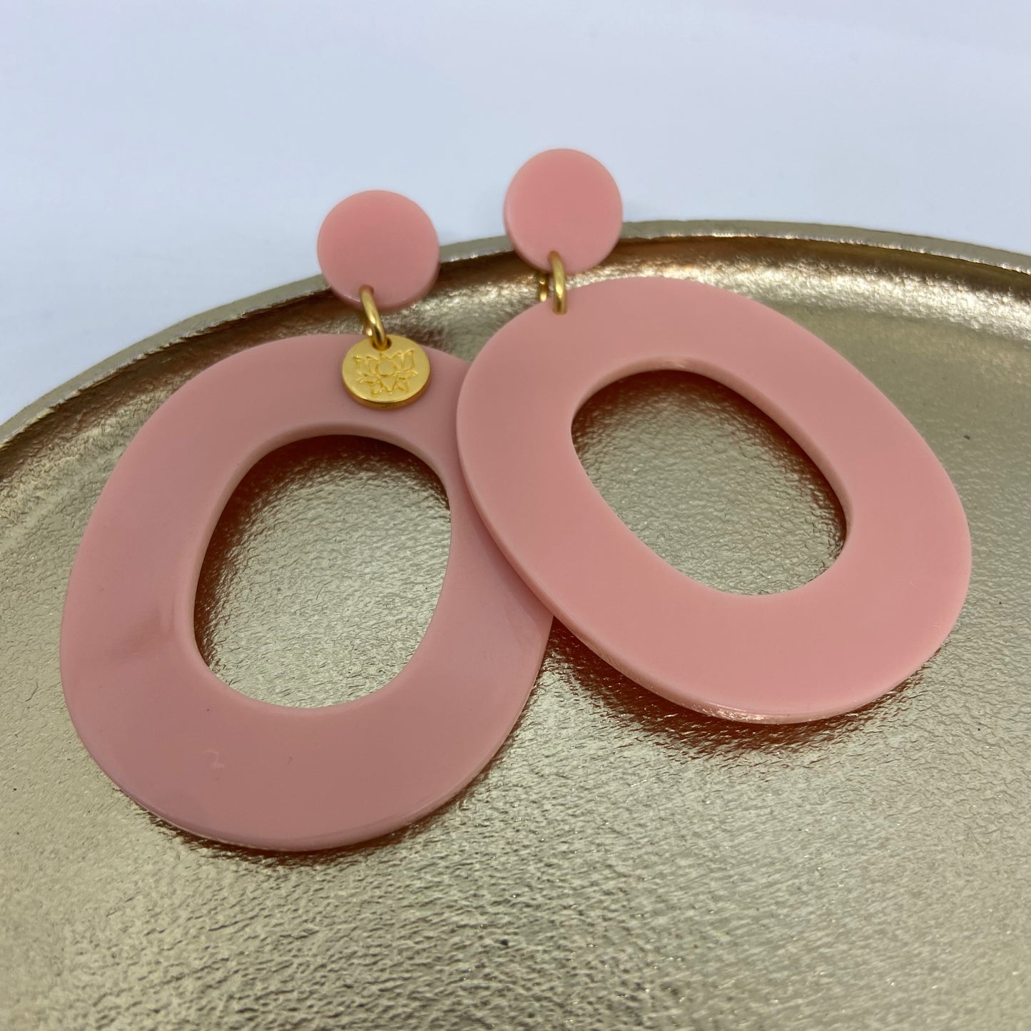 Oorbellen "Resin Ovaal Vintage pink"