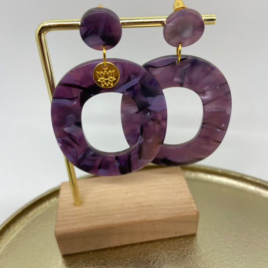 Oorbellen "Resin Ovaal Purple"