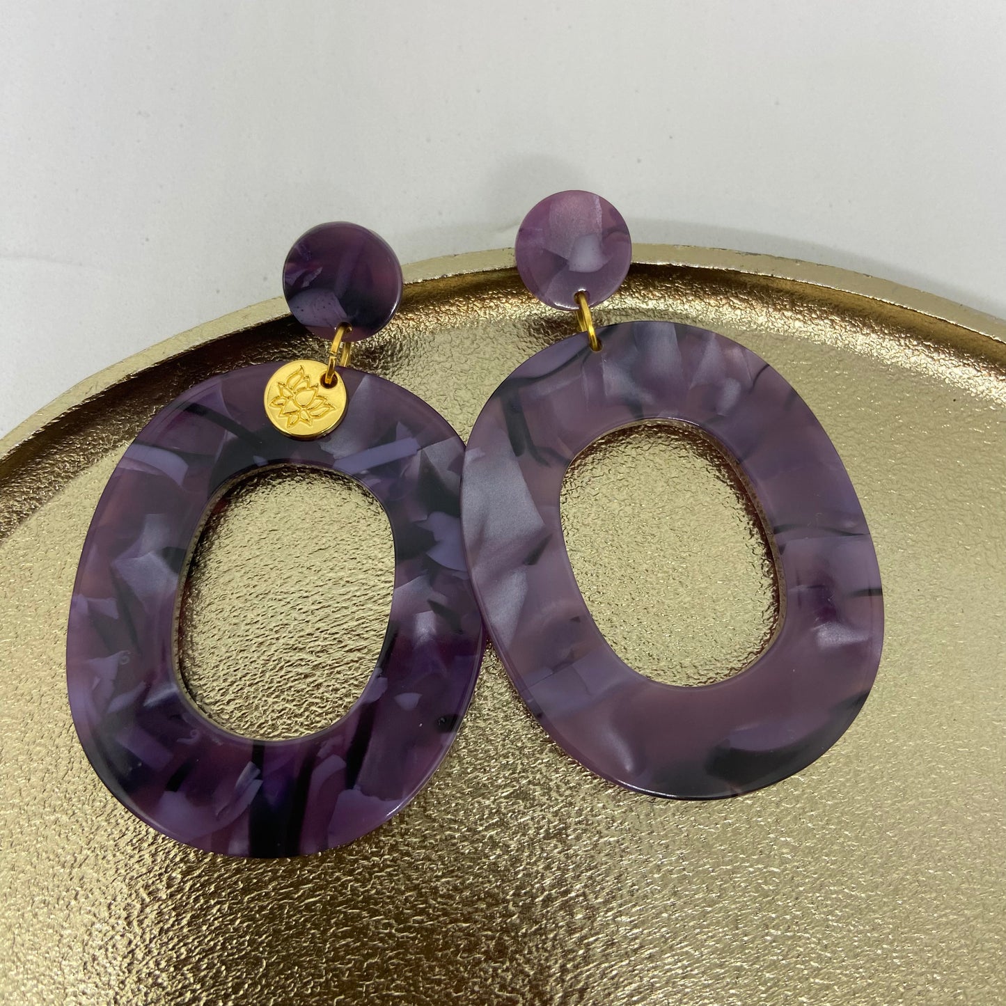 Oorbellen "Resin Ovaal Purple"