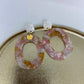 Oorbellen "Resin Ovaal Pink-yellow"