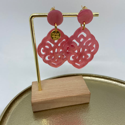 Oorbellen "Resin Barok Ruit Fruit Dove Pink"