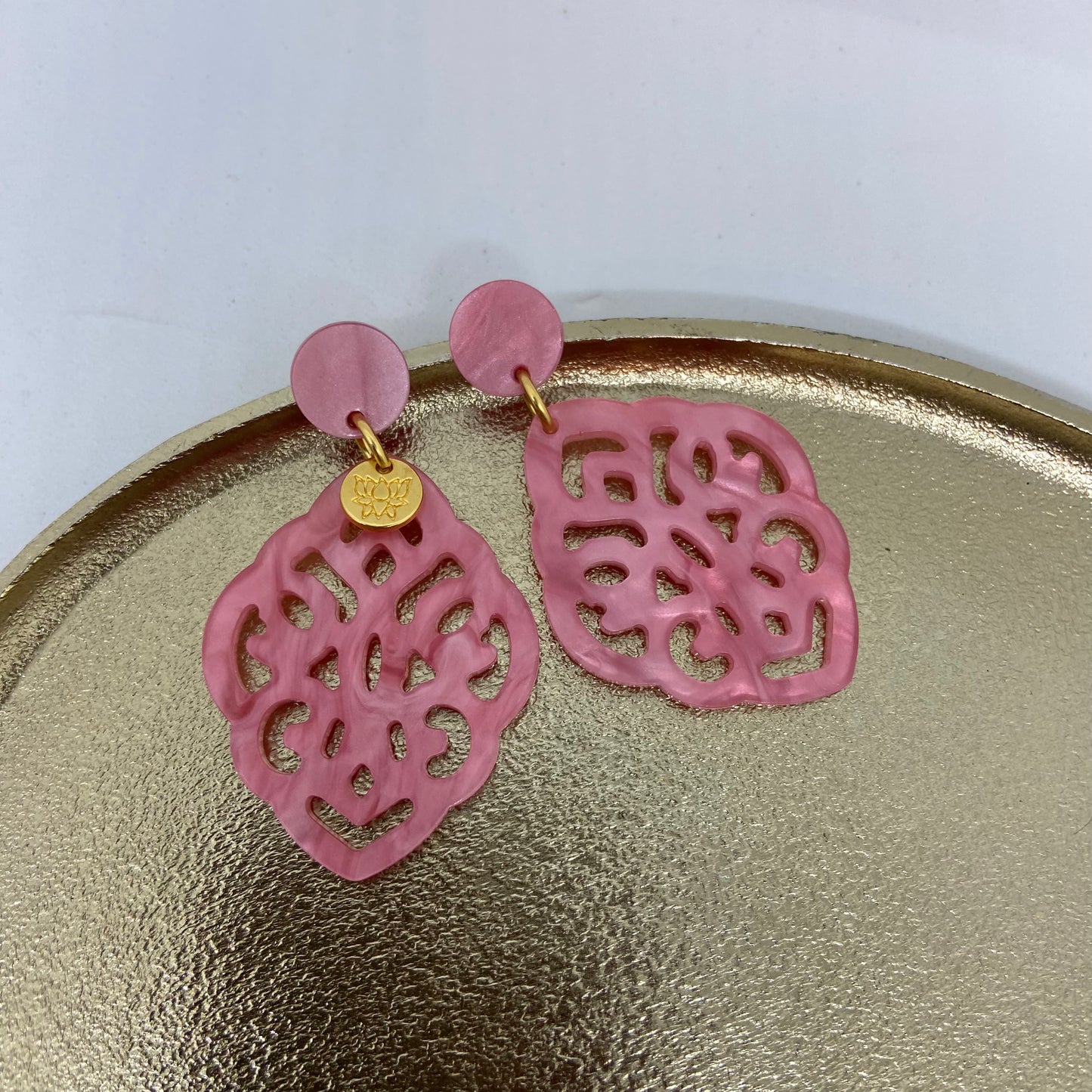 Oorbellen "Resin Barok Ruit Fruit Dove Pink"