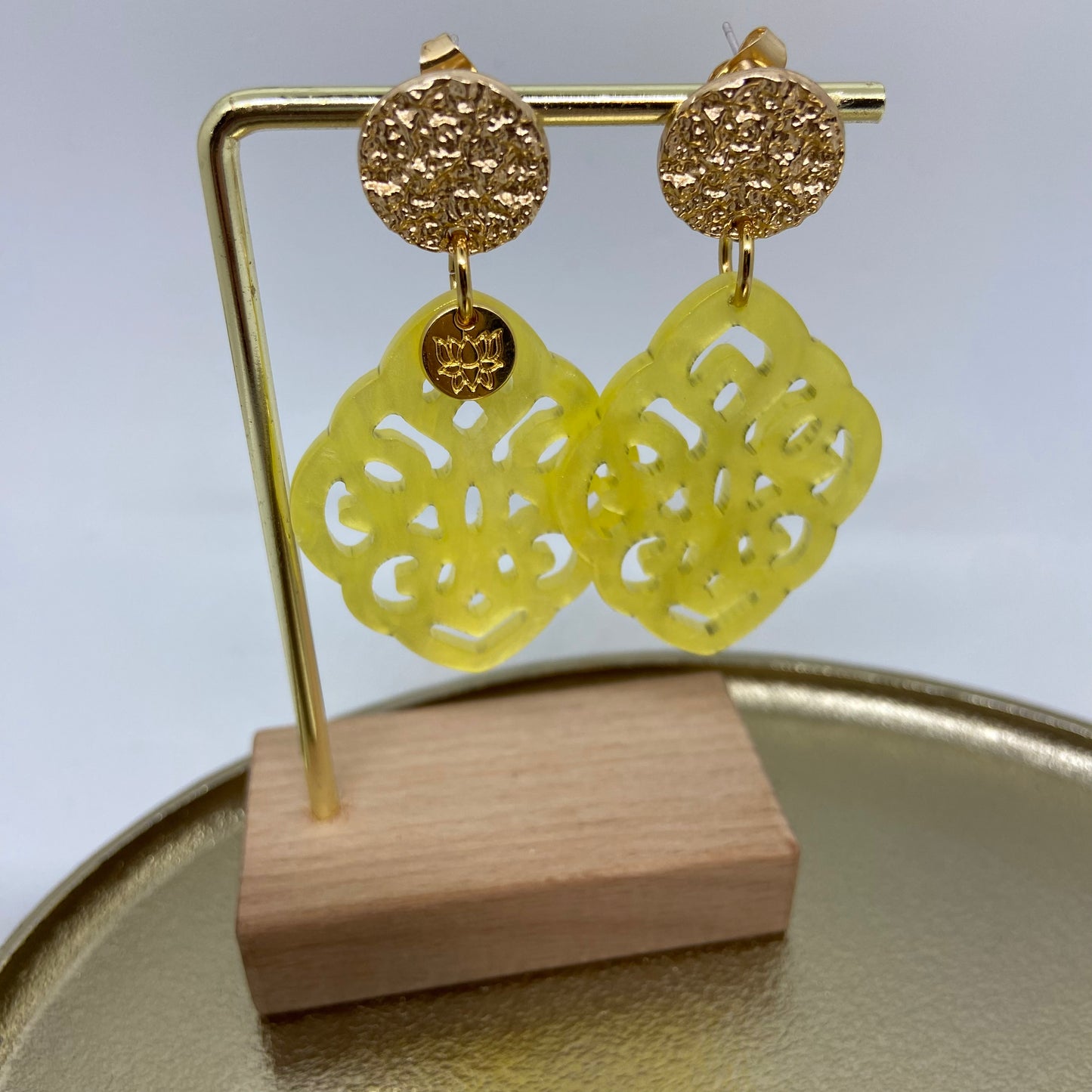 Oorbellen "Resin Barok Ruit Sunshine Yellow"