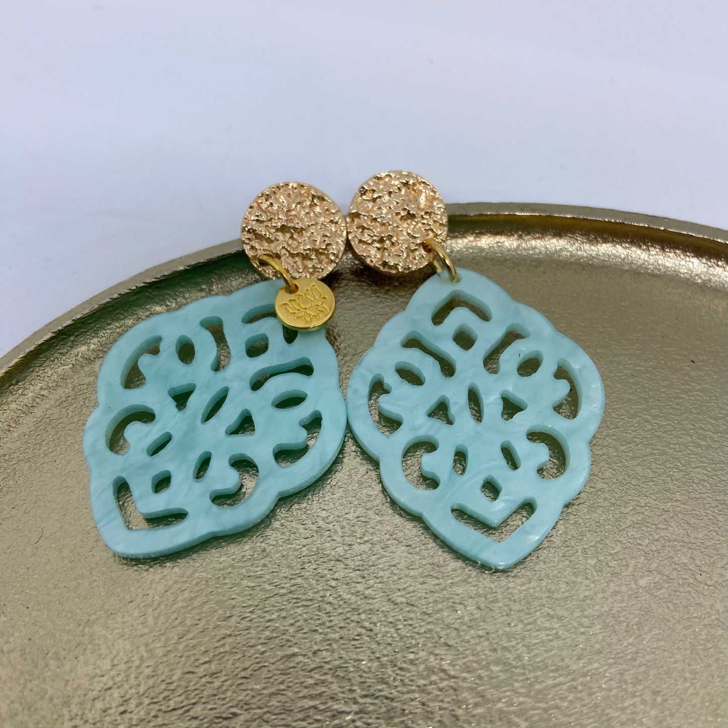 Oorbellen "Resin Barok Ruit Bleached aqua"