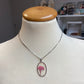 Ketting met droogbloem (zilver) -> roze bloem