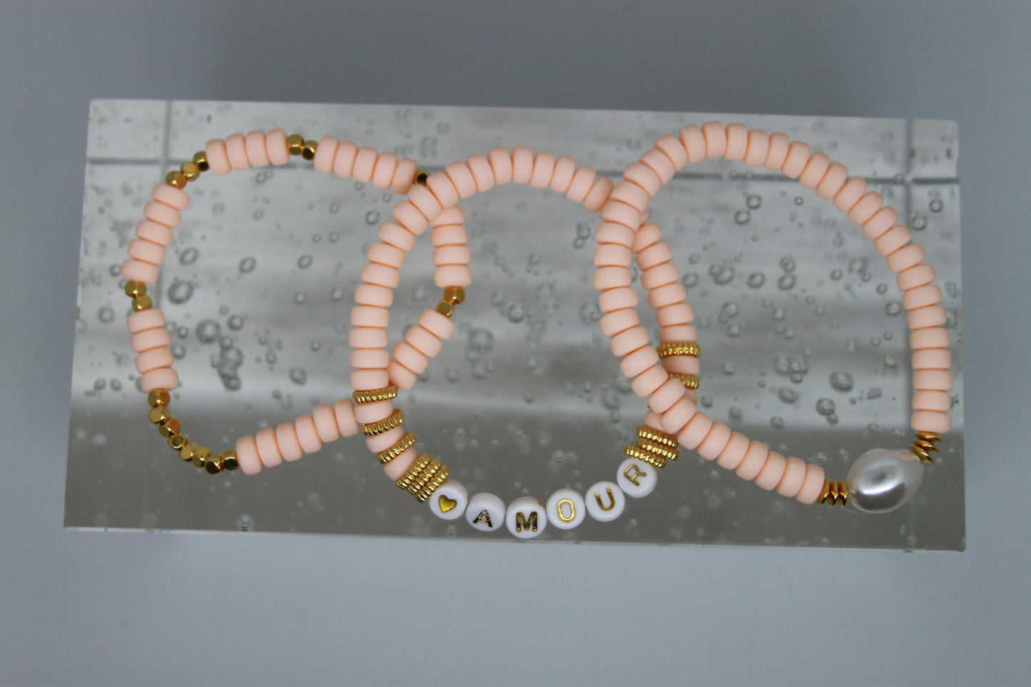 Armband Polymeer Kralen "Roze 3"
