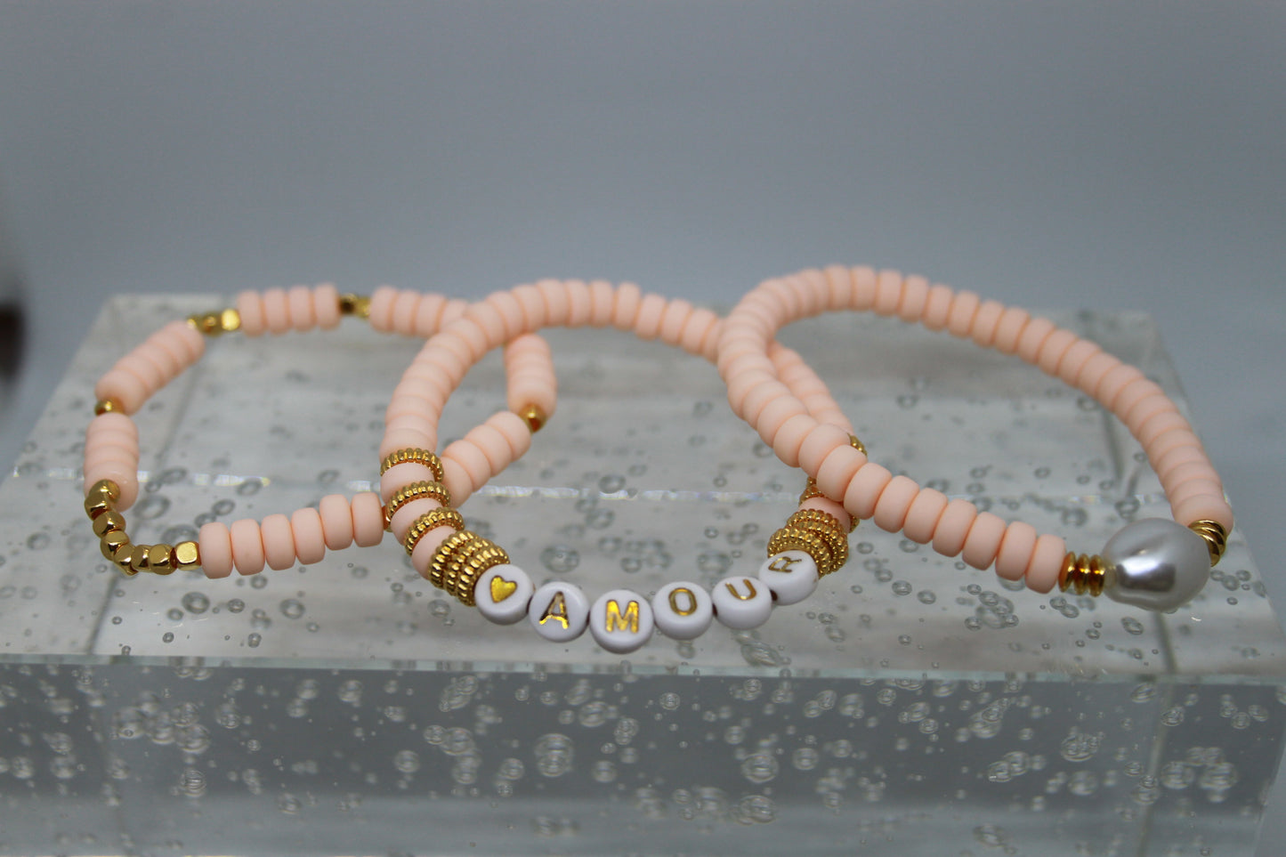 Armband Polymeer Kralen "Roze 3"
