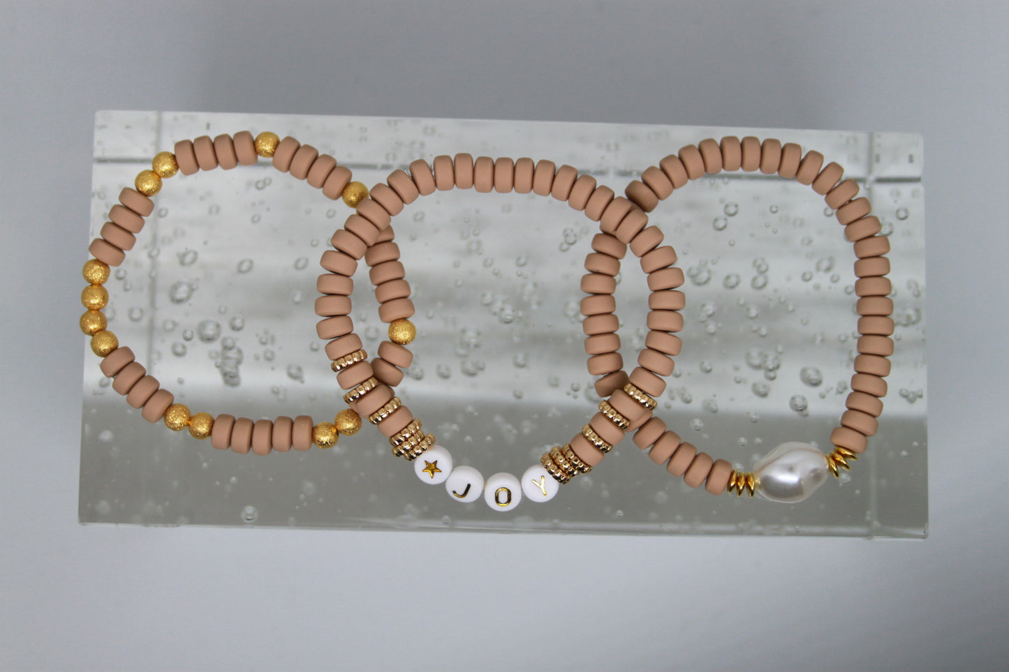 Armband Polymeer Kralen "Beige 3"