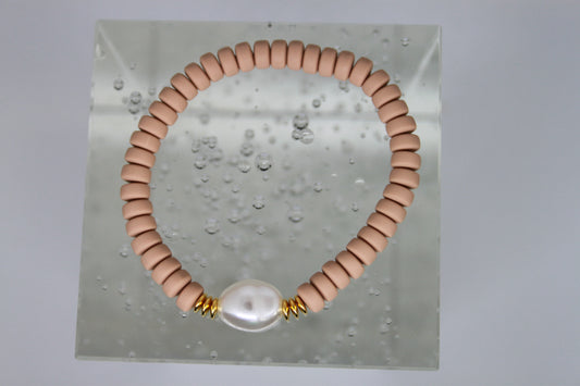 Armband Polymeer Kralen "Beige 1"