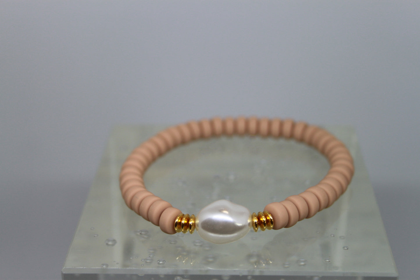 Armband Polymeer Kralen "Beige 1"